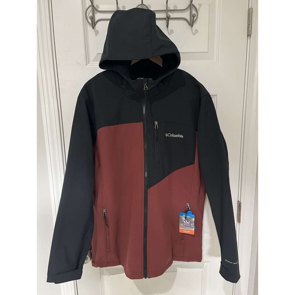 Columbia Mens Thunder River FS Hooded Softshell Jacket Maroon Black L XM1758-012